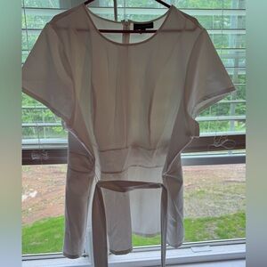 Lane Bryant White Tie Front Fitted Blouse